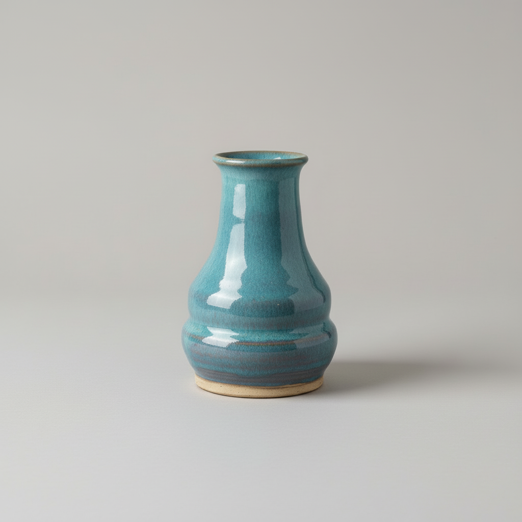 Teal Ceramic Vase – Side Angle