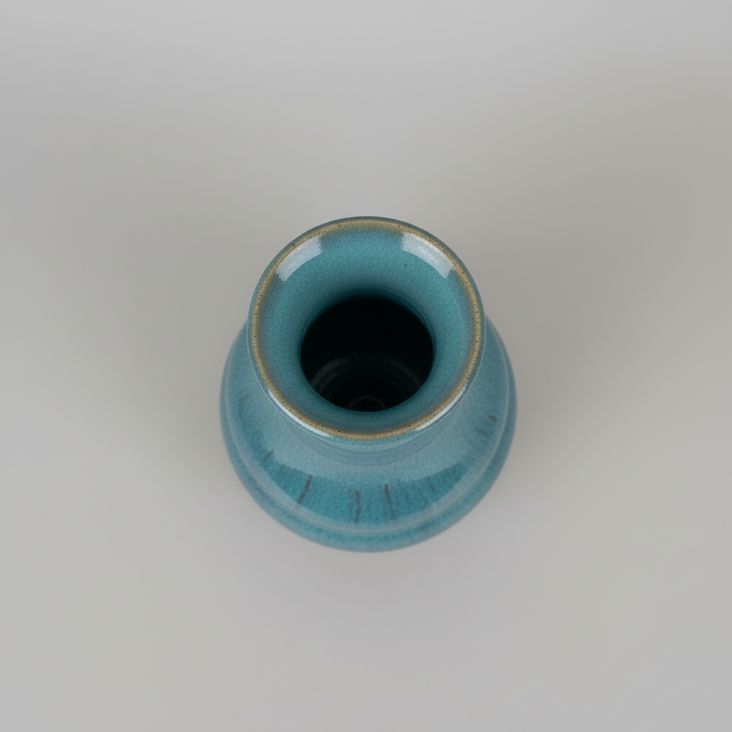 Teal Ceramic Vase – Top Down